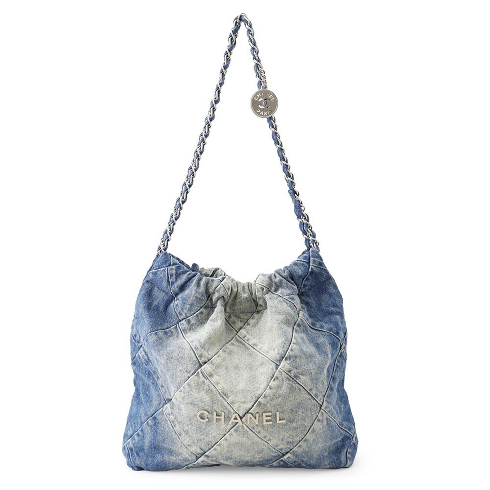 Chanel Chain Shoulder Bag CHANEL 22 Matelasse Small Denim AS3260 Handbag Women's